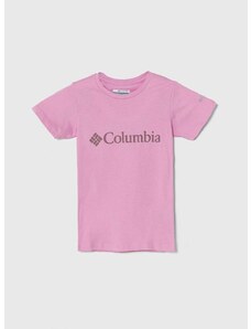 Otroška bombažna kratka majica Columbia Mission Lake Short roza barva