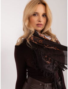 Fashionhunters Black silk scarf with oriental patterns