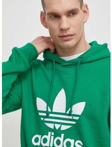 Bombažen pulover adidas Originals Adicolor Classics Trefoil moški, zelena barva, s kapuco, IM9403