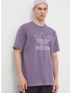 Bombažna kratka majica adidas Originals Trefoil Tee moška, vijolična barva, IR7992