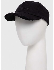 Bombažna bejzbolska kapa Guess črna barva