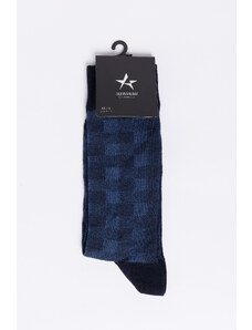 ALTINYILDIZ CLASSICS Men's Navy Blue-Blue Patterned Bamboo Cleat Socks