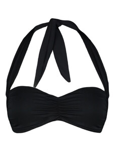 Trendyol Black Strapless Gathered Regular Bikini Top