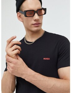 Bombažna kratka majica HUGO 3-pack moški, črna barva