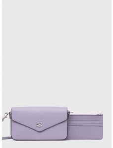 Usnjena torbica Coach vijolična barva