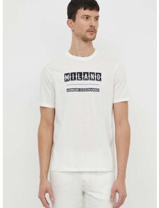 Bombažna kratka majica Armani Exchange moški, bela barva