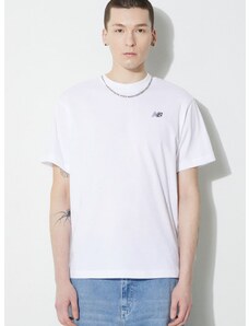 Bombažna kratka majica New Balance Small Logo moška, bela barva, MT41509WT