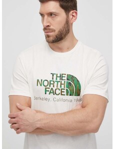 Bombažna kratka majica The North Face moški, bež barva