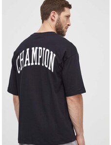 Bombažna kratka majica Champion moška, črna barva, 219855