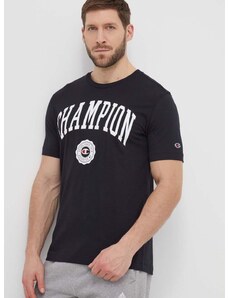 Bombažna kratka majica Champion moška, črna barva, 219852