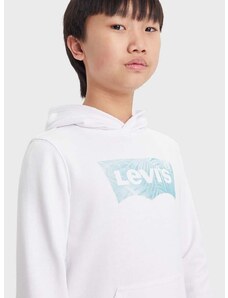 Otroški pulover Levi's LVB PALM BATWING FILL HOODIE bela barva, s kapuco