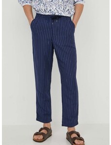 Lanene hlače Polo Ralph Lauren mornarsko modra barva