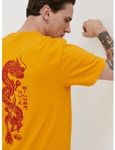 Bombažna kratka majica Quiksilver moški, rumena barva