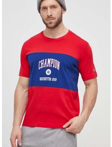 Bombažna kratka majica Champion moška, rdeča barva, 219853