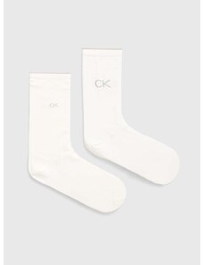 Nogavice Calvin Klein 2-pack ženski, bela barva