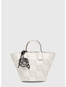 Usnjena torbica Karl Lagerfeld bela barva