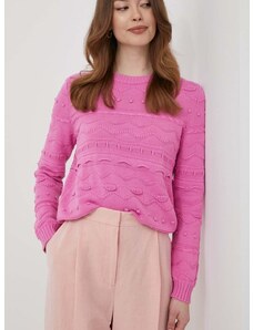 Bombažen pulover United Colors of Benetton roza barva