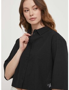 Bombažna srajca Calvin Klein Jeans ženska, črna barva
