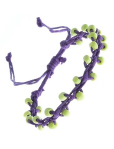 Nakit Eshop - Vijolična zapestnica prijateljstva - zelene okrasne kroglice na vrvici Z11.7