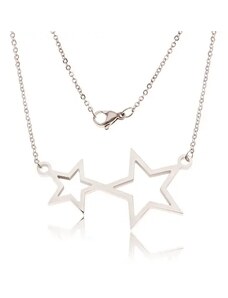 Nakit Eshop - Jeklena ogrlica - verižica in dva obrisa zvezde S45.21
