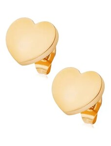 Nakit Eshop - Jekleni uhani zlate barve, zrcalasti srci, čepka Z41.3
