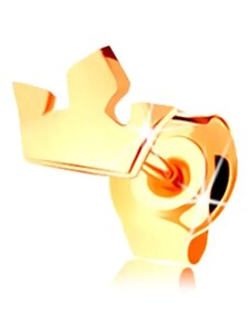 Nakit Eshop - Enodelni uhani iz rumenega 14k zlata - majhna krona s tremi vrhovi, čepek S2GG117.08