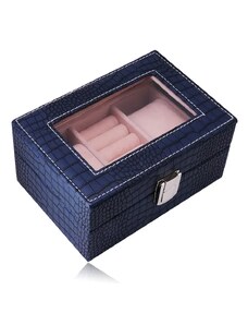 Nakit Eshop - Pravokotna škatla za nakit v temno modri barvi – imitacija krokodilje kože, zaponka Y06.19