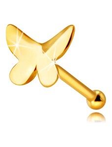 Nakit Eshop - Piercing za nos iz 9-karatnega zlata – metulj z ravno površino in rahlo upognjenimi krili S4GG244.47