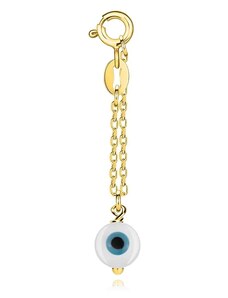 Nakit Eshop - Obesek iz 925 srebra - zlate barve, Fatimino oko, kratka verižica R40.09