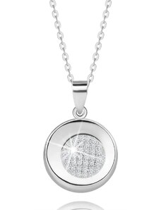 Nakit Eshop - 925 Srebrna ogrlica - obroček, mreža cirkonov, fina verižica G16.18