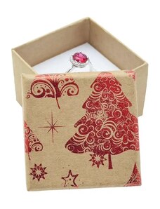 Nakit Eshop - Darilna škatla za nakit - rdeče jelke in zvezdice Y26.06