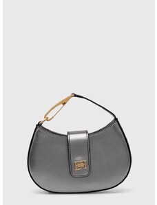 Usnjena torbica Elisabetta Franchi srebrna barva