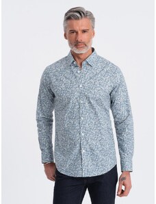 Ombre Clothing Svetlo modra srajca s cvetličnim vzorcem V1 SHPS-0163
