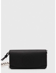 Usnjena torbica Karl Lagerfeld črna barva