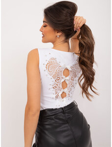 Fashionhunters White cotton bodysuit with cut-outs