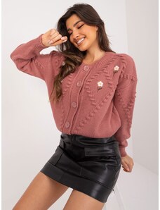 Fashionhunters Dusty pink cardigan with a hint of wool
