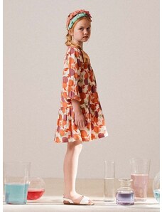Otroška bombažna obleka zippy oranžna barva