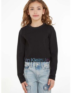 Otroška dolga majica Calvin Klein Jeans črna barva