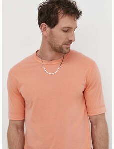 Bombažna kratka majica Drykorn moški, oranžna barva