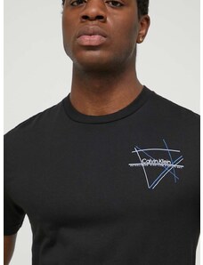 Bombažna kratka majica Calvin Klein moški, črna barva