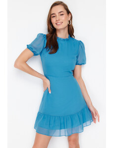 Trendyol Blue A-Cut Flounce Chiffon Lined Woven Woven Dress