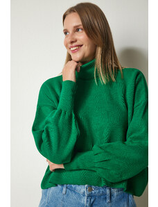 Happiness İstanbul Sreča İstanbul Ženski zeleni želvji vrat Casual pulover za pletenine