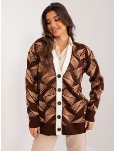 Fashionhunters Brown and camel sweater with buttons
