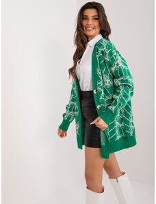 Fashionhunters Green cardigan with print