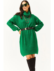 Olalook ženska trava zelena želva mehka teksturirana pletenina Tunic obleka