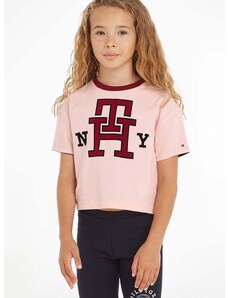 Dvostranski bombažen t-shirt Tommy Hilfiger roza barva
