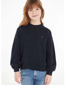Otroški volneni pulover Tommy Hilfiger mornarsko modra barva