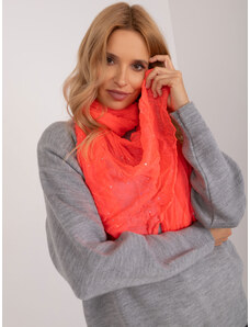 Fashionhunters Fluo pink women's scarf with appliqués