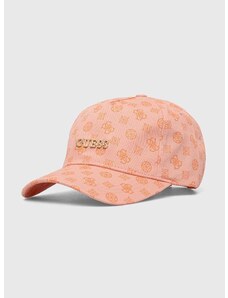Bombažna bejzbolska kapa Guess roza barva