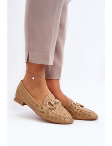 Kesi Women's flat-heeled loafers with Camel Iluvana embellishment
